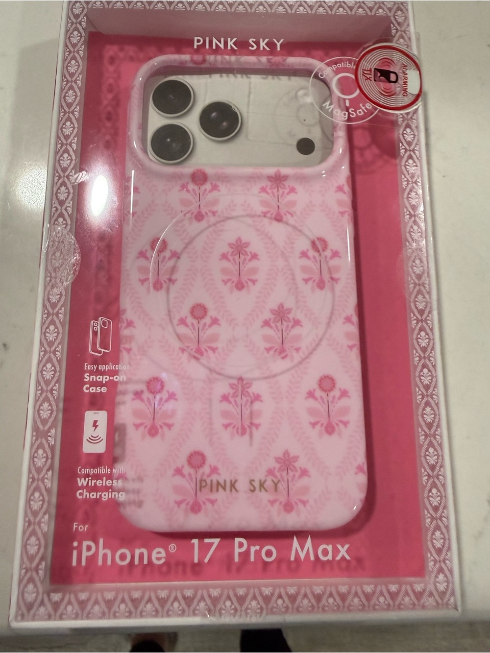 PINK SKY Pink Floral Snap-On Case for iPhone 17 Pro Max